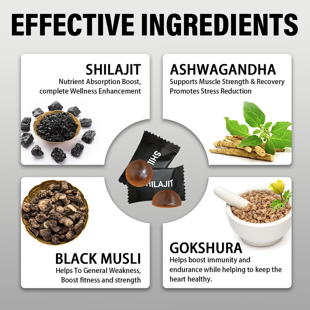 KISUGBY  Shilajit Gummies I Lab Tested I No Added Sugar I Ashwagandha, Gokshura| Fulvic Acid & 85+ Trace Minerals I for Men, Women I 100% Natural I 60 Gummy
