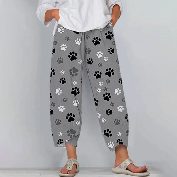 Vefave Paw Print Everyday Casual Loose Pants