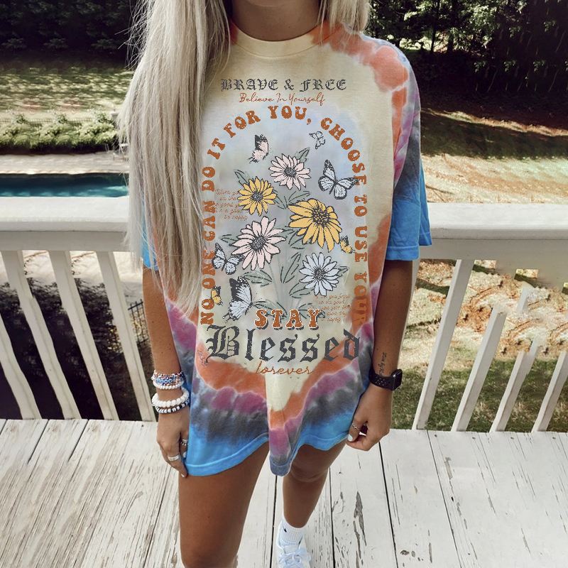 Casual Stay Blessed Daisy Print T-shirt