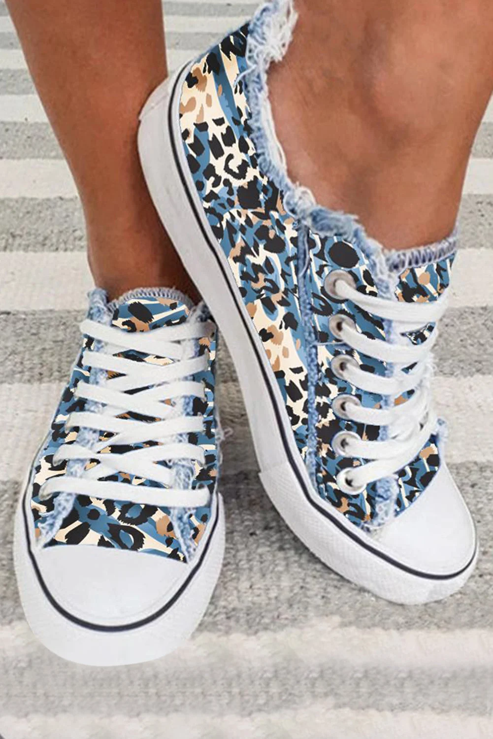 Sky Blue Lace-Up Sneakers