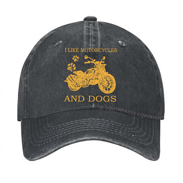 I Like Motorcycles And Dogs Funny Custom Hat