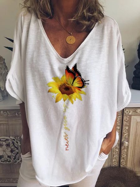 Bestdealfriday Casual O Neck Cotton Blend Shirts Tops