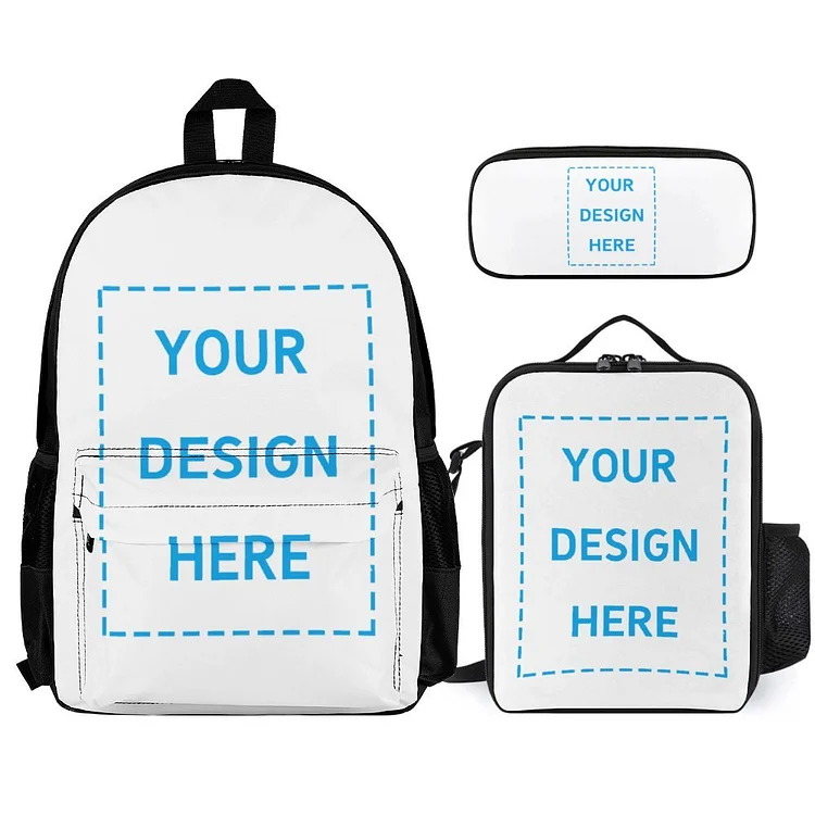 Personalized School Backpack Set with Lunch Pack Pencil Case 3pcs