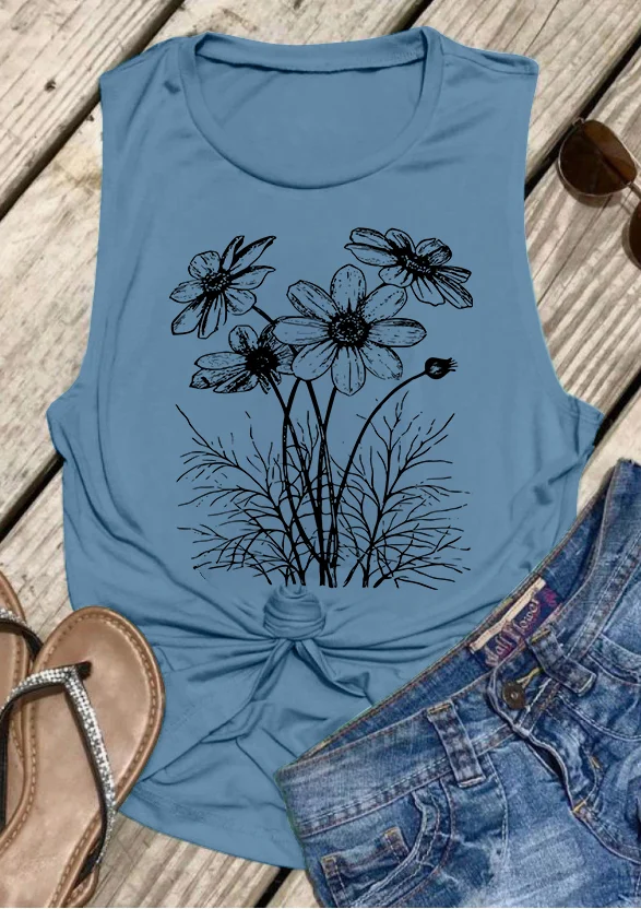 Wild Flowers Print Women's Vest