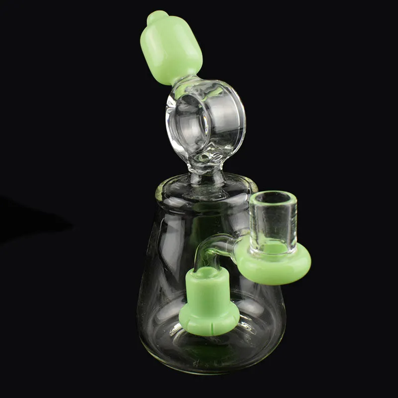 New Arrival Green Recycler Glass Bong with Inline Perc Water Pipe Dab Rig