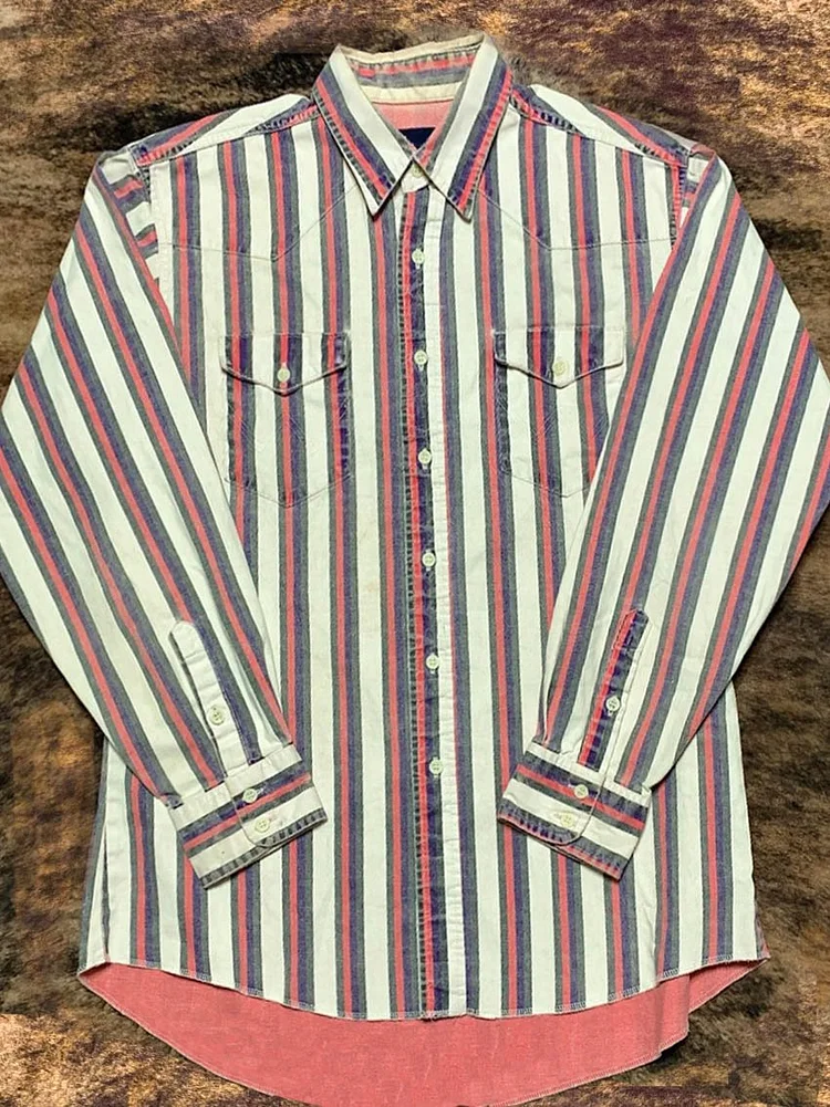 Vintage Stripe Print Casual Shirt