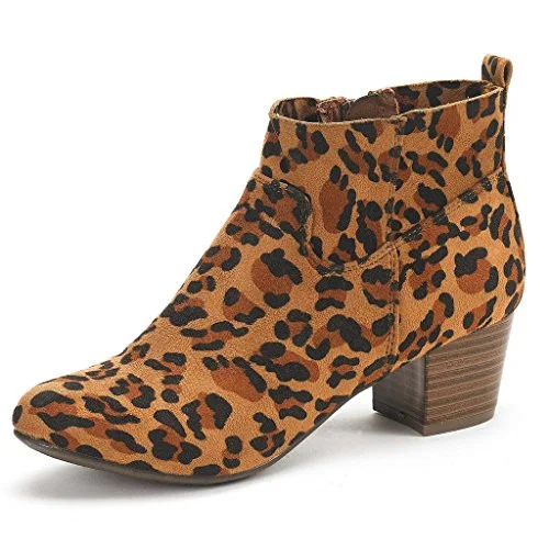 Leopard Print Chunky Heel Vintage Boots Vdcoo