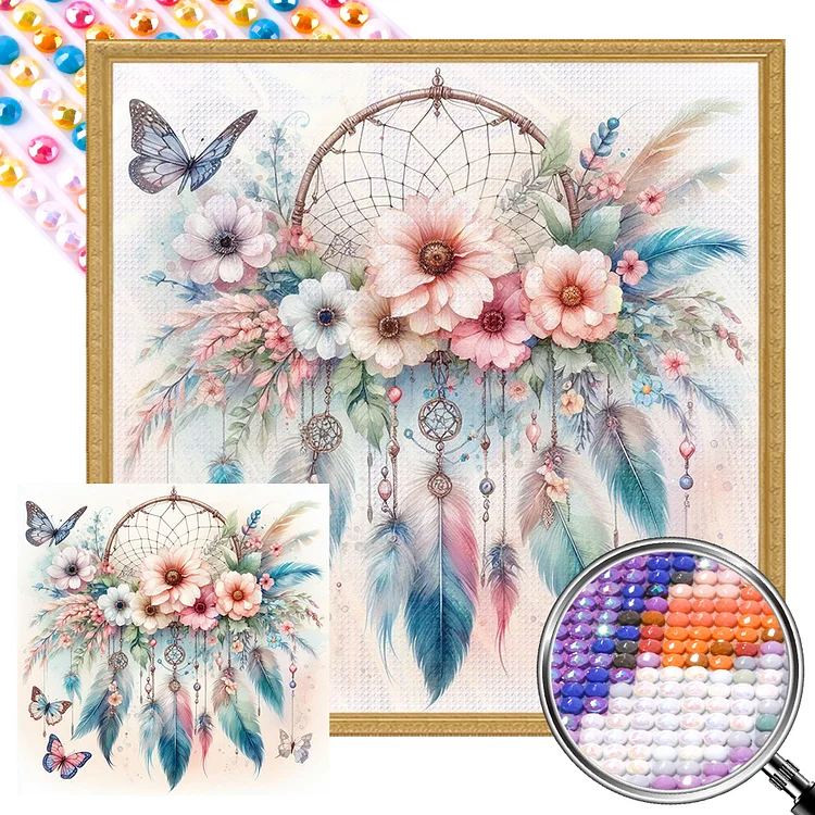Dreamcatcher Butterfly 40*40CM (Canvas) Full AB Round Drill Diamond Painting gbfke