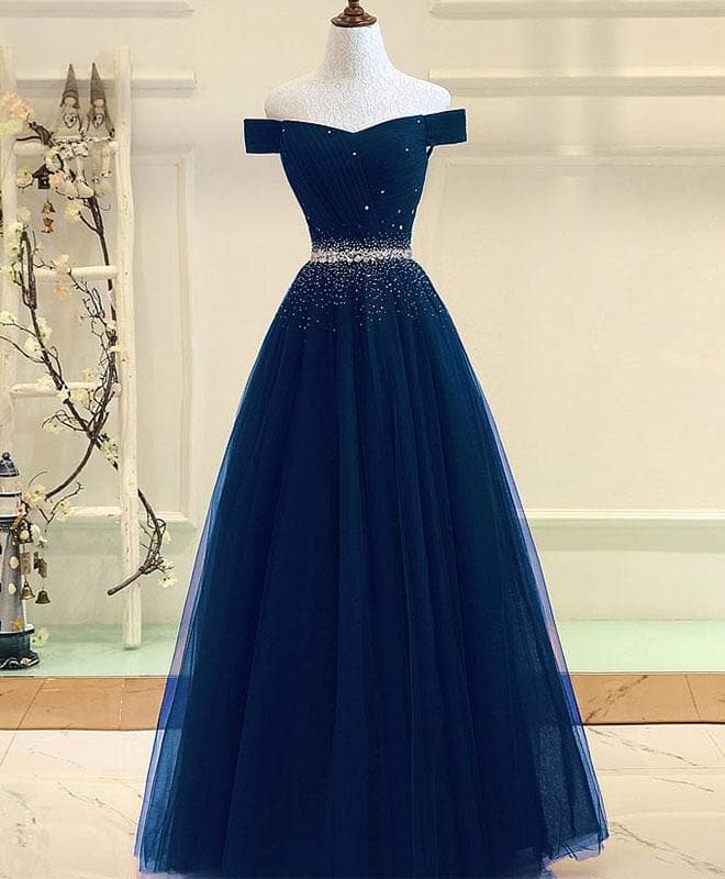 Burgundy Tulle Off Shoulder Long Prom Dress, Burgundy Evening Dress A004