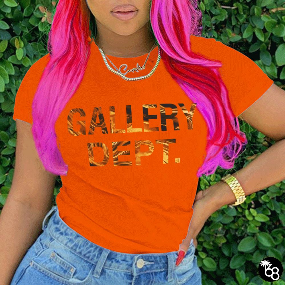 Orange Casual Daily Print Letter O Neck T-Shirts | 168DEAL