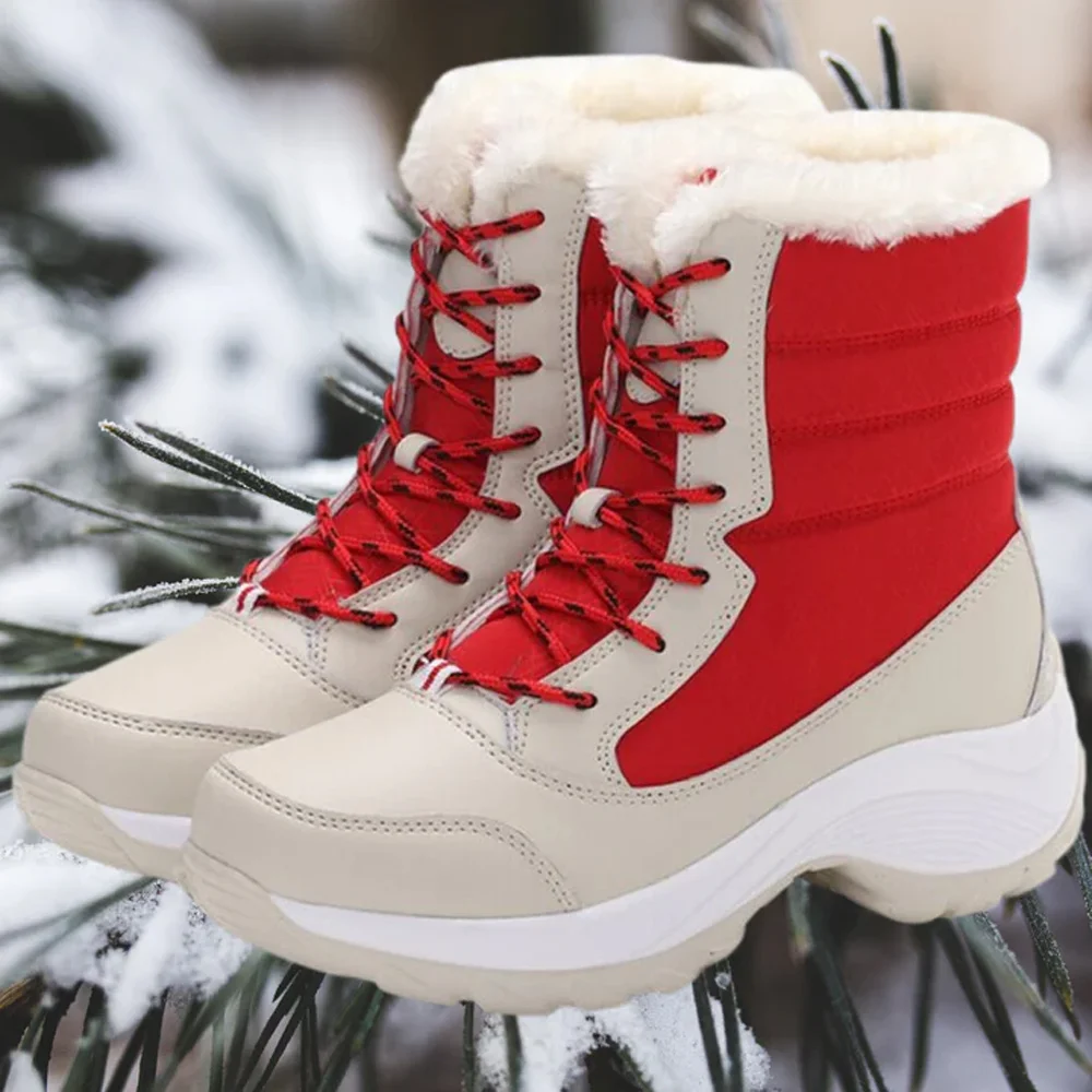 Smiledeer Thick sole plus fleece high top snow boots