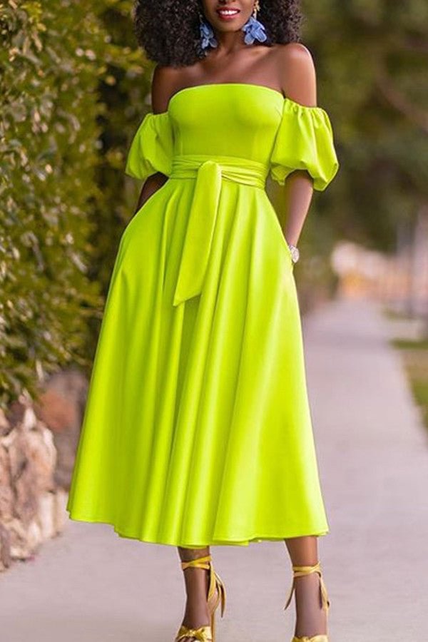 Fluorescent Green Lace-up Dress - BlackFridayBuys