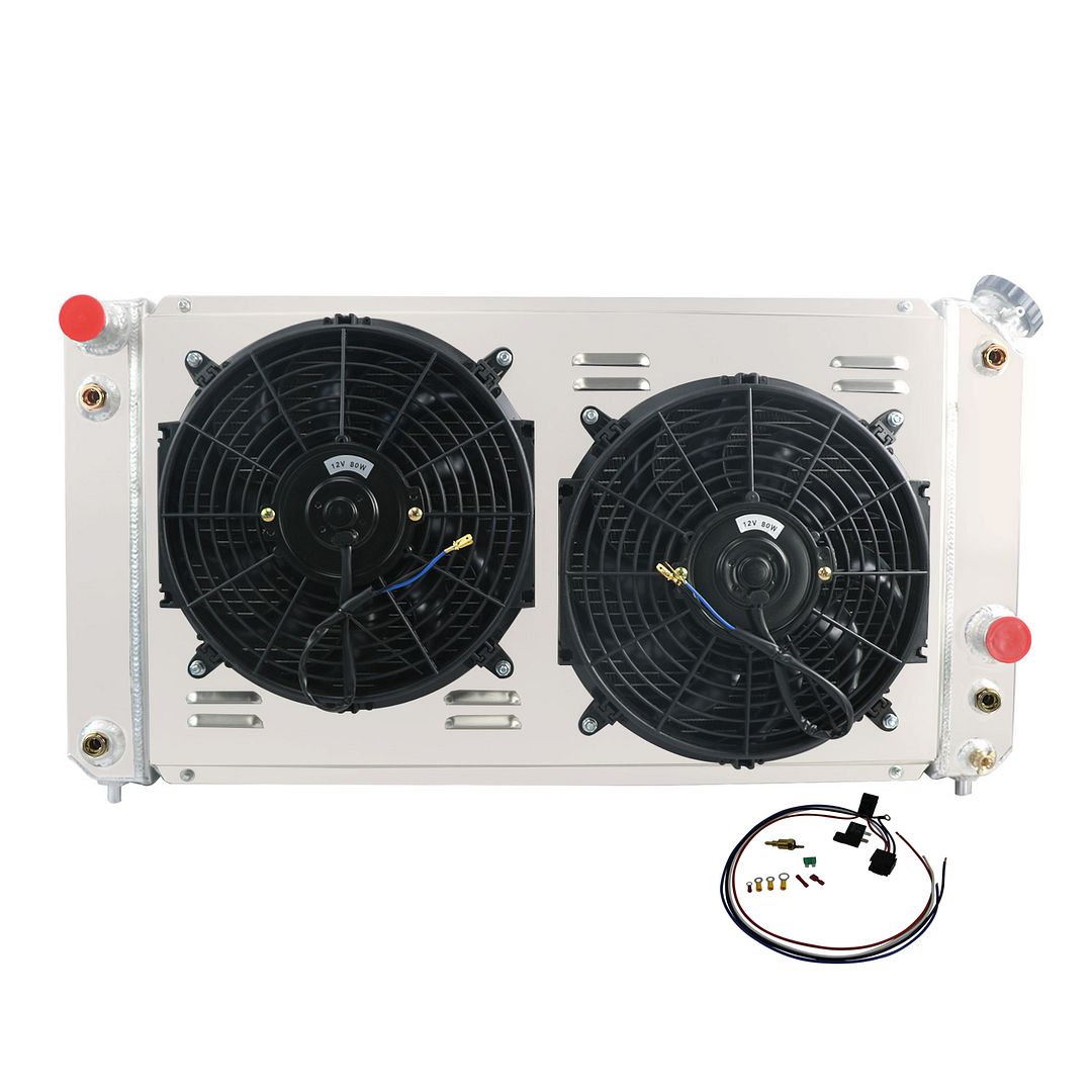 Alloyworks 4 Row Radiator with Shroud Fan Relay For 1996-2005 Chevrolet S10 Blazer C1500 GMC Jimmy 17-1/2" H x 32-1/2" W