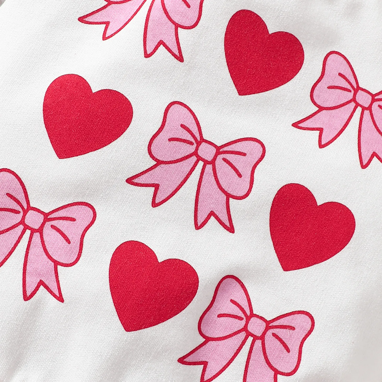 【6M-4Y】2-piece Girls Heart And Bow Print Sweatshirt And Skirt Set