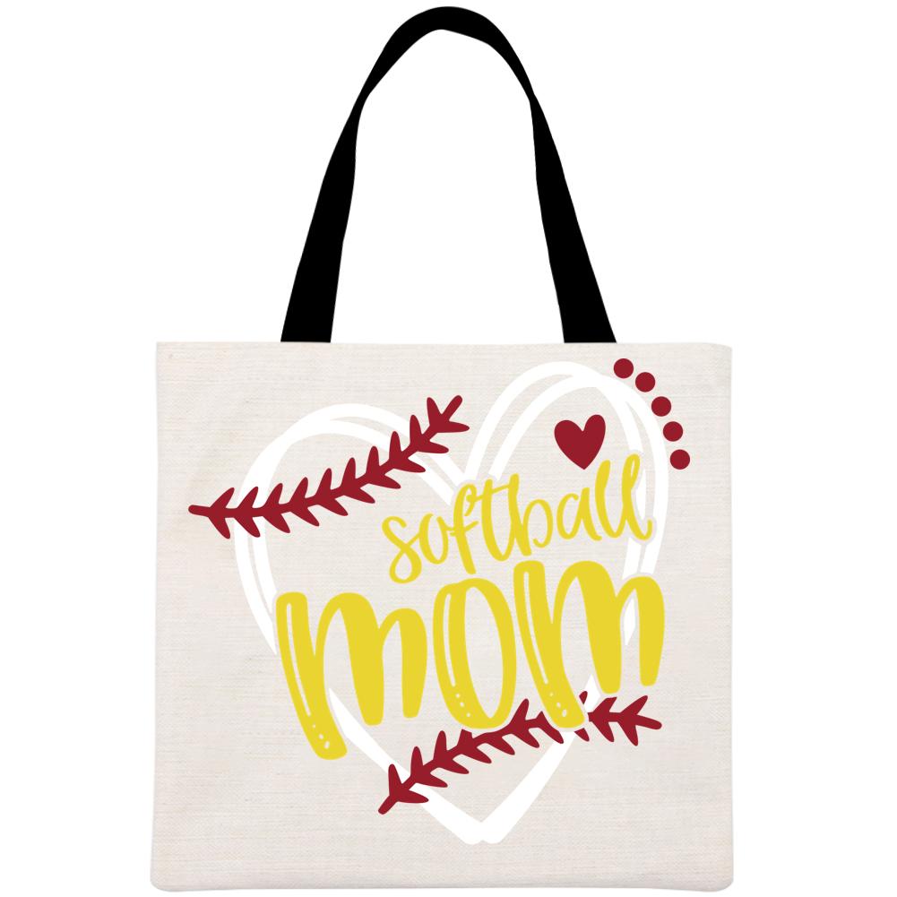 Softball Mom Printed Linen Bag-Guru-buzz