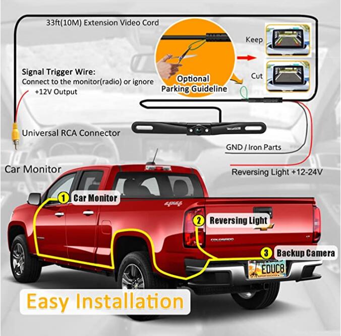 CAR BACKUP CAMERA WIRING DIAGRAM VECLESUS® Rear View Safety GING
