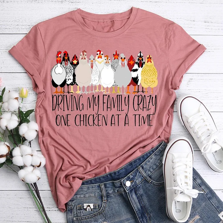 ANB - Driving my Family crazy one chicken at a time Retro Tee Tee-05024