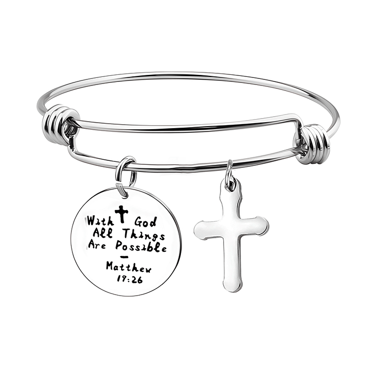 Faith - With God All Things Are Possible Bangle Bracelet