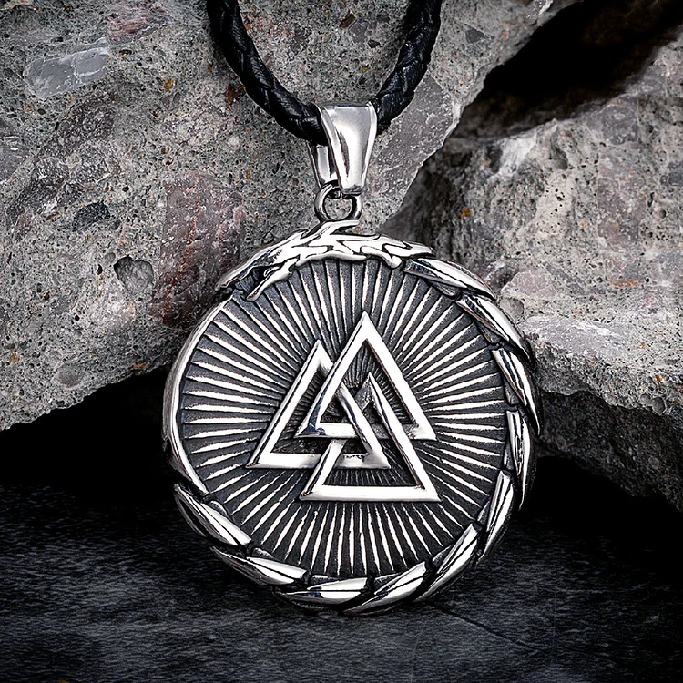 Viking Ouroboros Valknut Stainless Steel Necklace