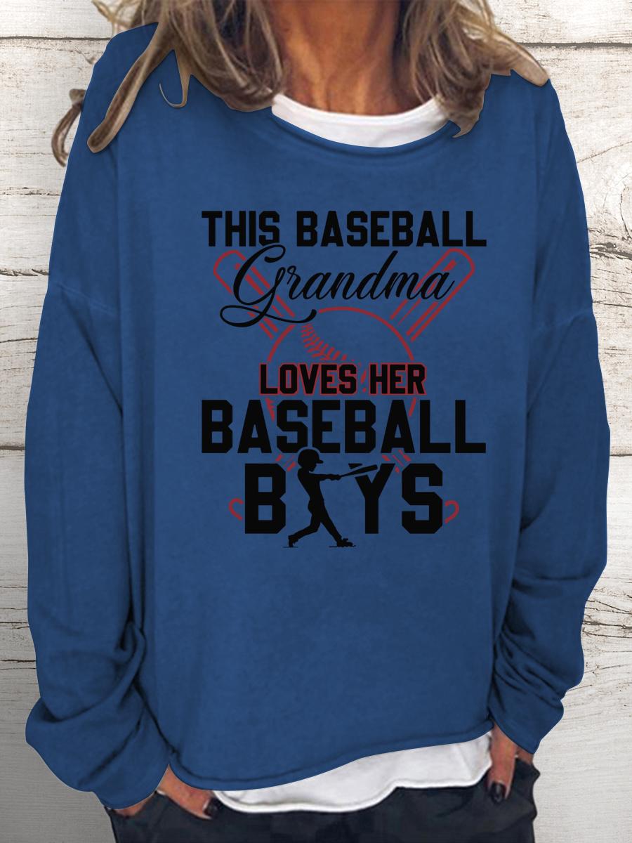 This baseball grandma loves her baseball boys Women Loose Sweatshirt-Guru-buzz