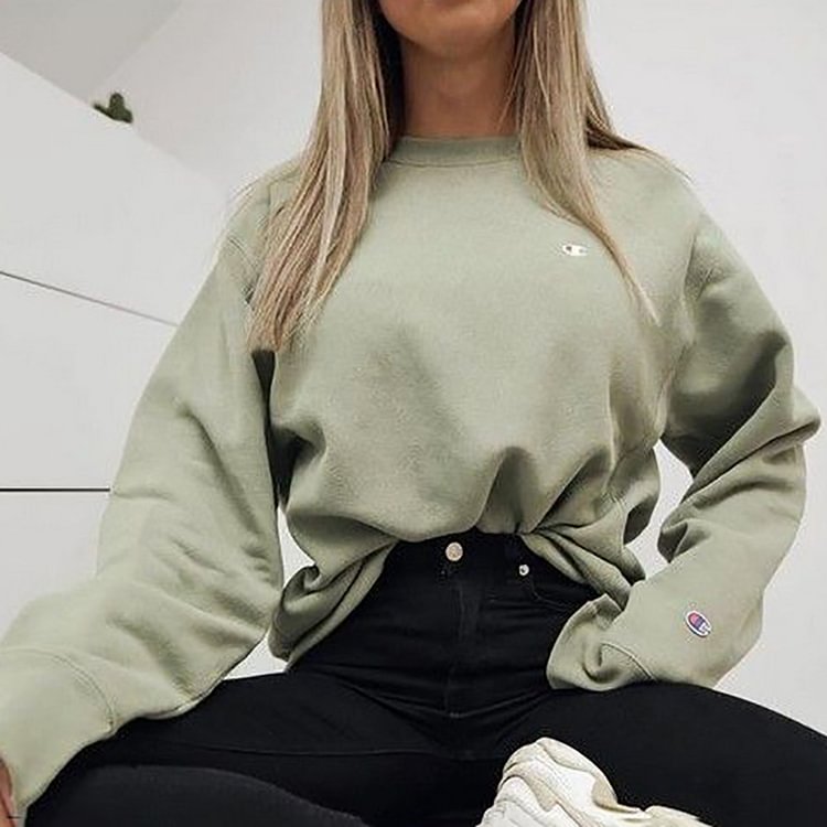 Women's Fashion Long Sleeve Pure Colour Sweater - BlackFridayBuys