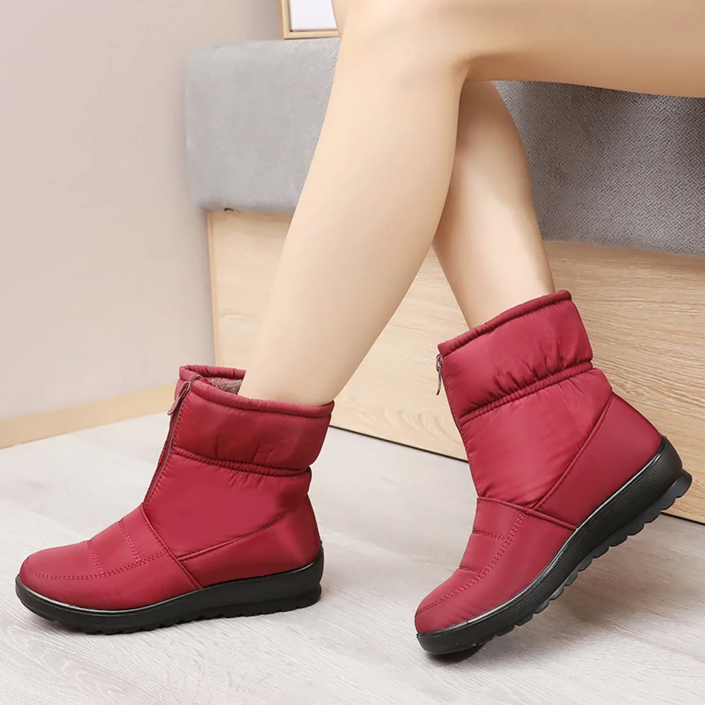 Smiledeer Autumn and winter new women's waterproof non-slip flat thickened snow boots