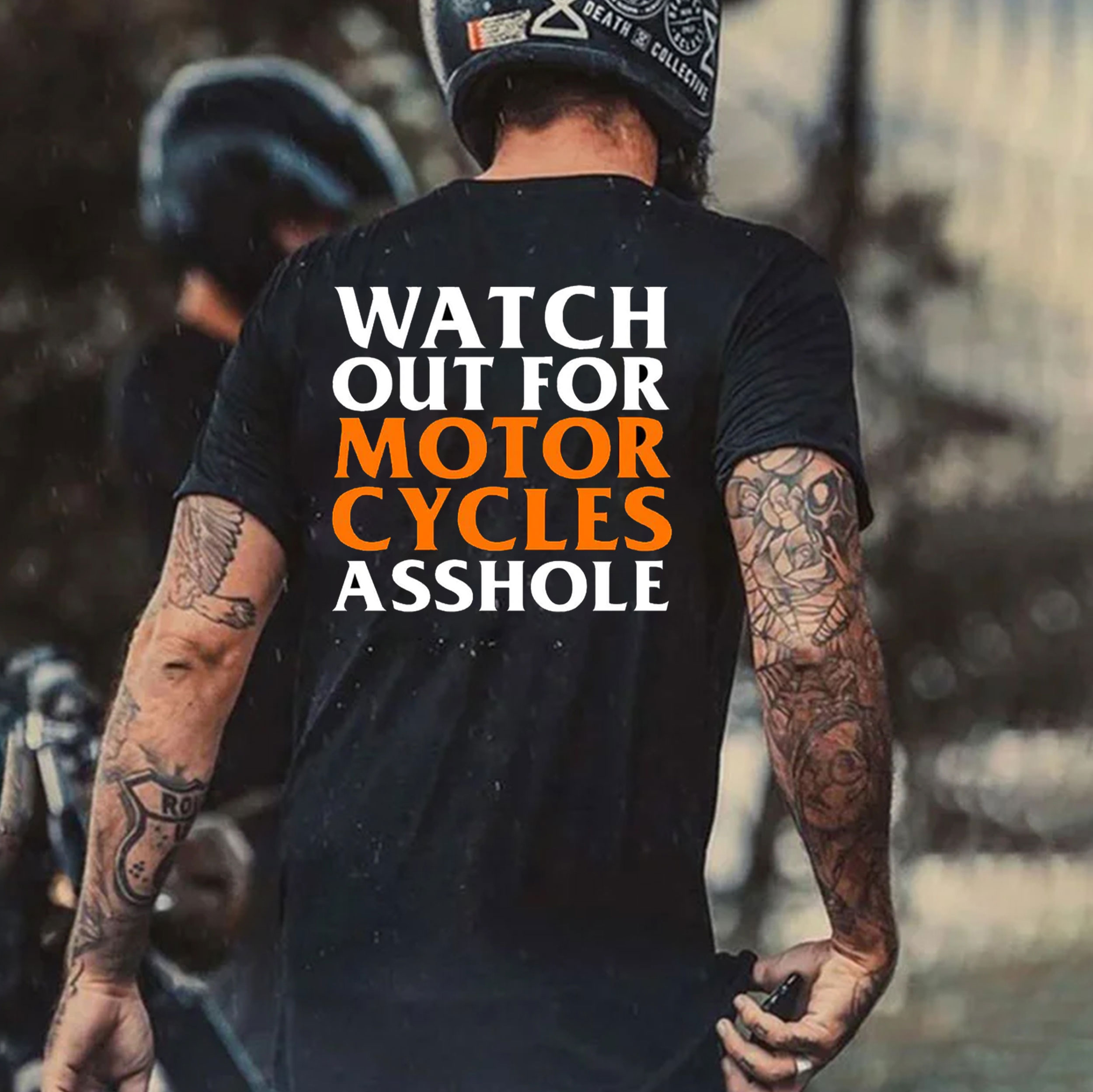 WATCH OUT FOR MOTORCYCLES ASSHOLE Black Print T-Shirt