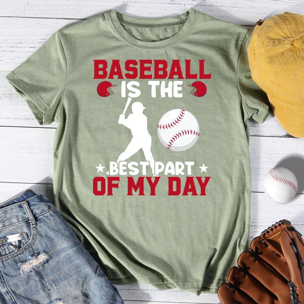 Baseball is the best part of my day Round Neck T-shirt-0025495-Guru-buzz