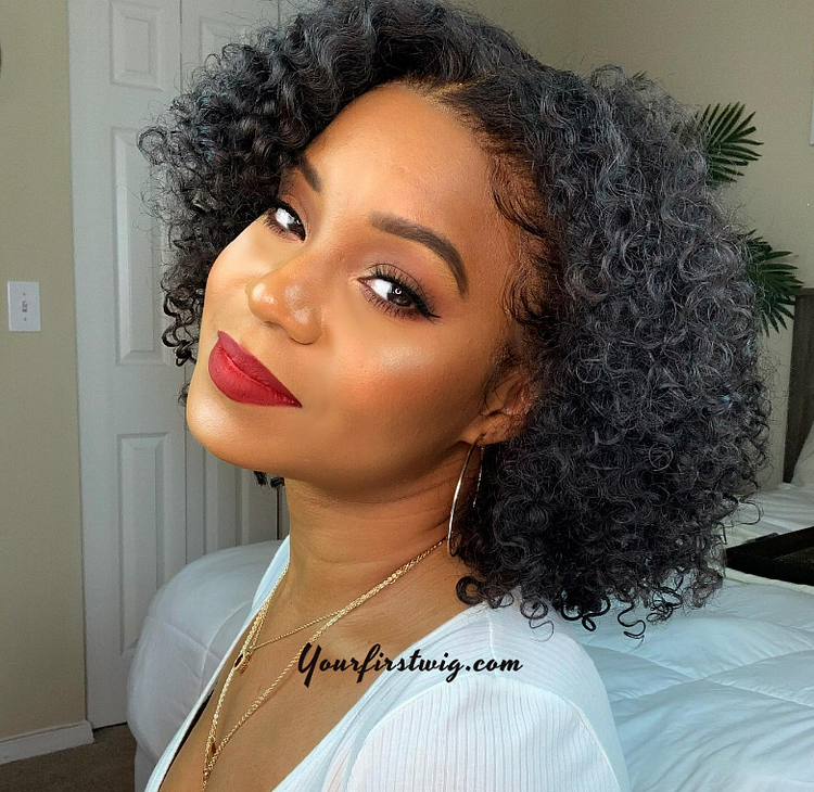 Short Kinky Curly Bob Wigs with Bouncy Curls Hair