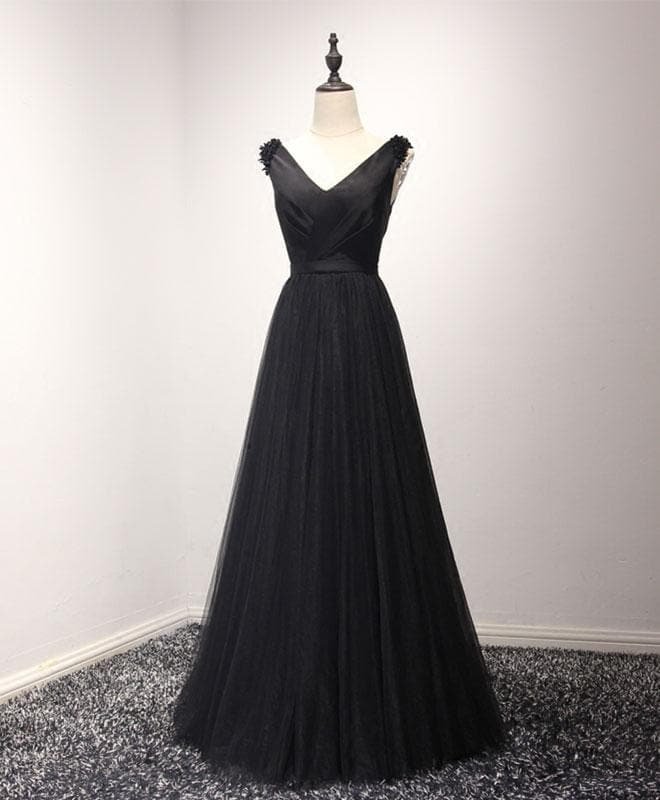 Simple V Neck Satin Long Prom Ddress, Formal Dress
