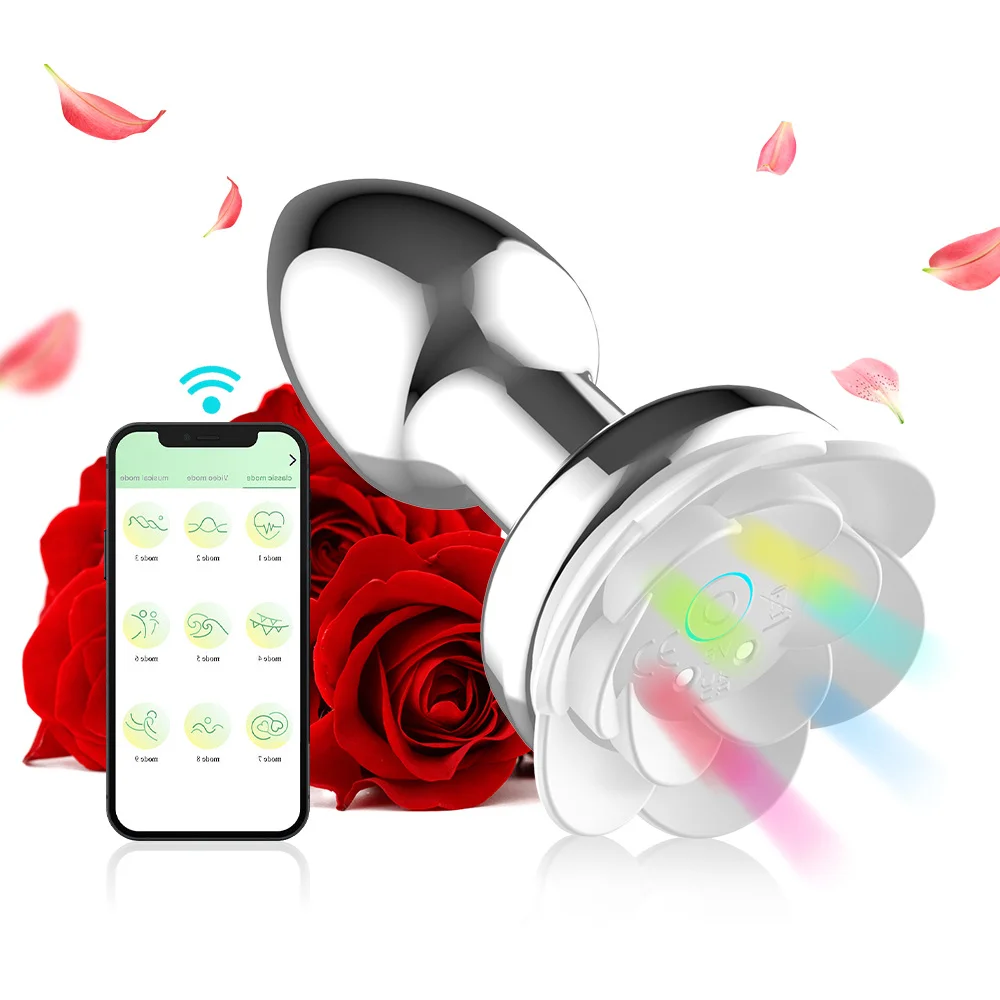 App / Wireless Remote Control Rose Anal Vibrator - Rose Toy
