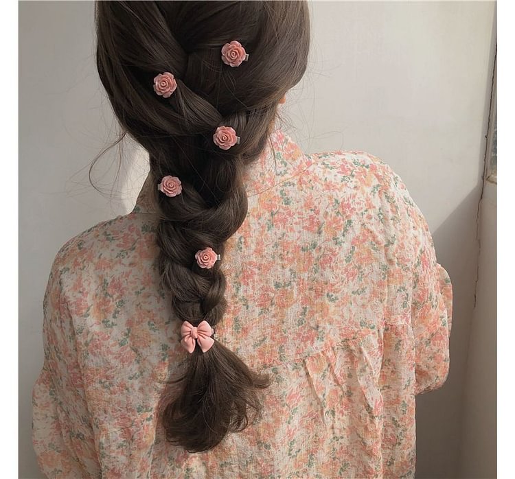 Set of 5: Bow / Flower / Heart / Peach Hair Clip E816
