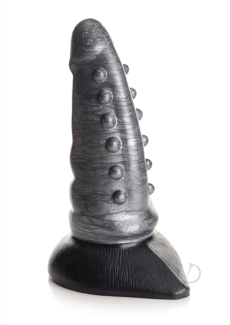 pornhint Pornhint Creature Cocks Beastly Tapered Bumpy Silicone Dildo - Silver/black