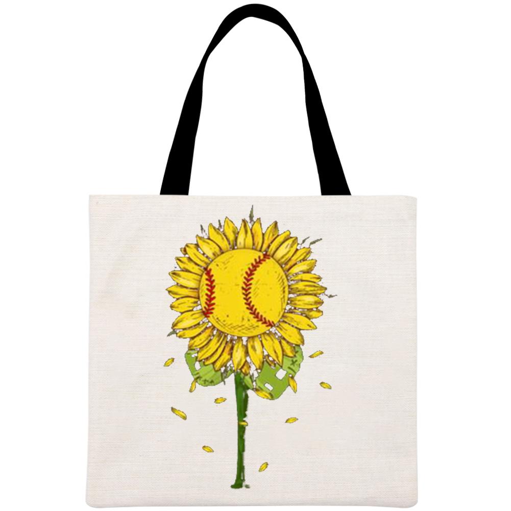Sunflower baseball Printed Linen Bag-Guru-buzz