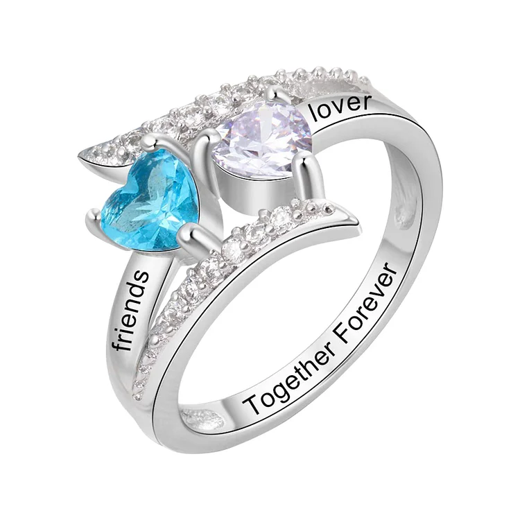Double Heart Gemstone Rings with Accents