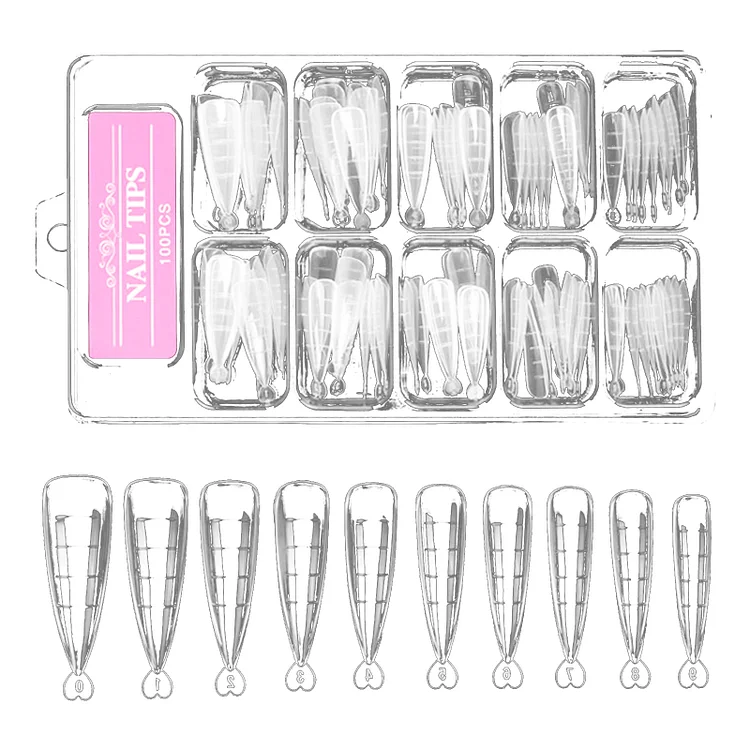 BeautyLife 100Pcs/Set False Nail Tips Smooth Surface Nail Extending Full Coverage Long Nail Fake Finger Extension Tips for Beauty_ ecoleips_old