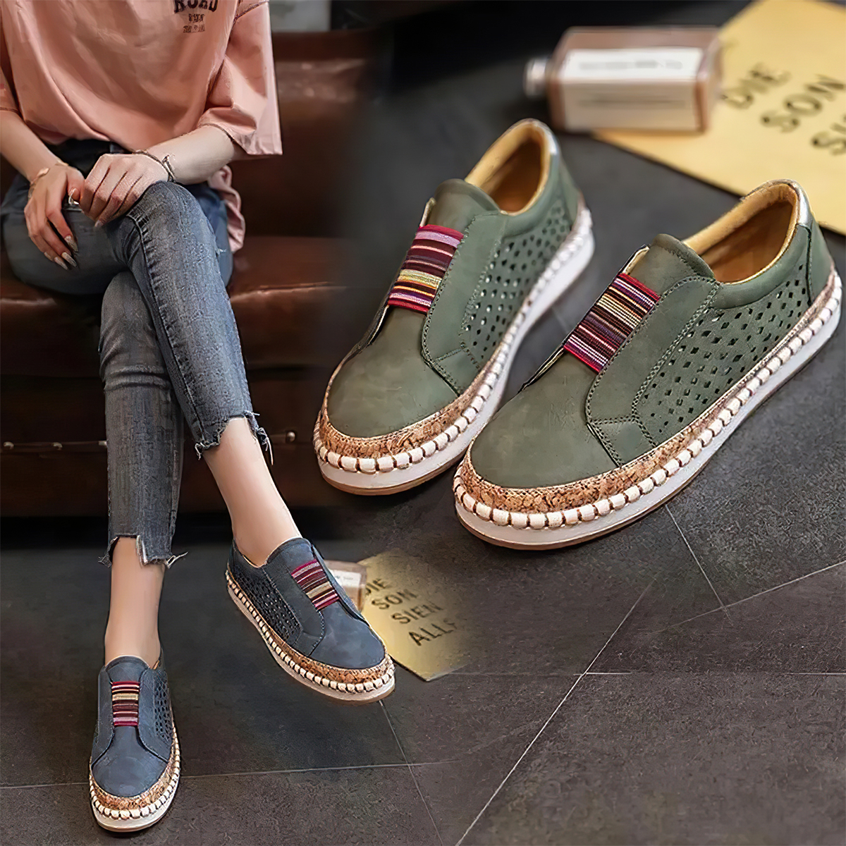 Nuove scarpe casual piatte traspiranti alla moda da donna estive