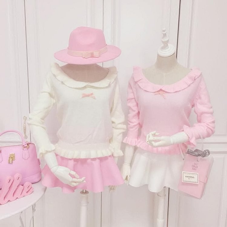 Pink/White/Blue Pretty Flounce Blouse SP178915