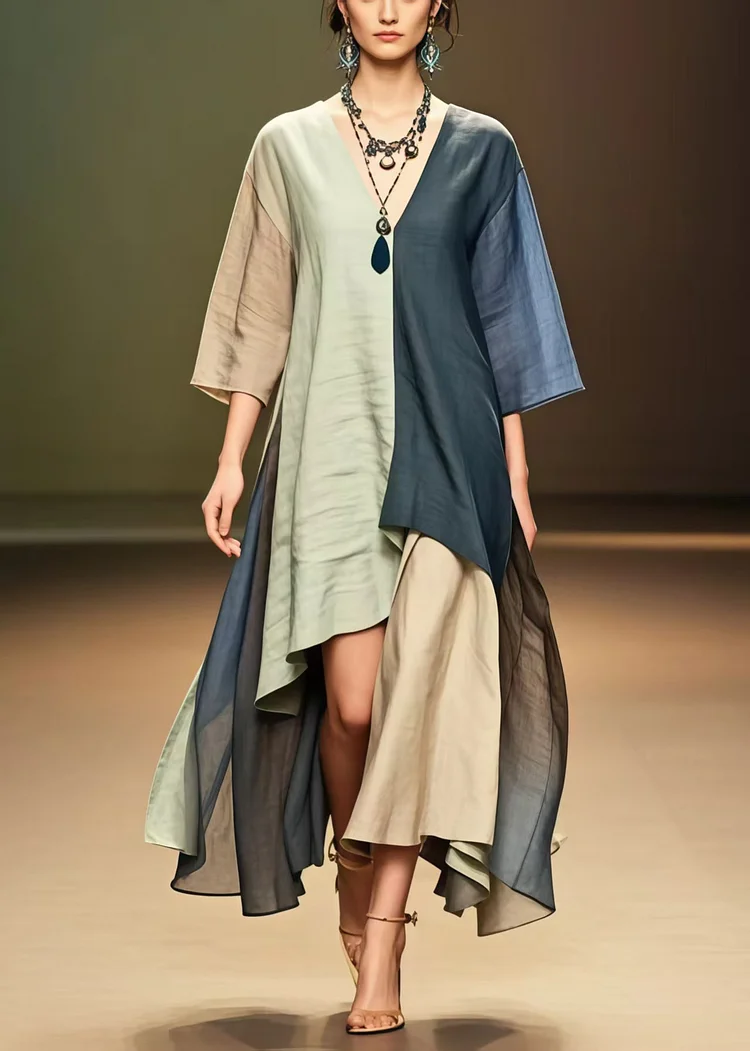 Handmade Asymmetrical Patchwork Cotton Dress Summer