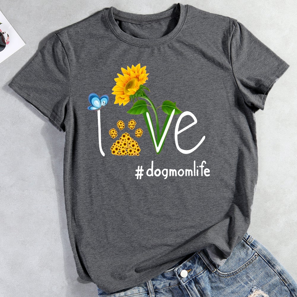 Love Dog Mom Life Sunflower T-Shirt-012908-Guru-buzz
