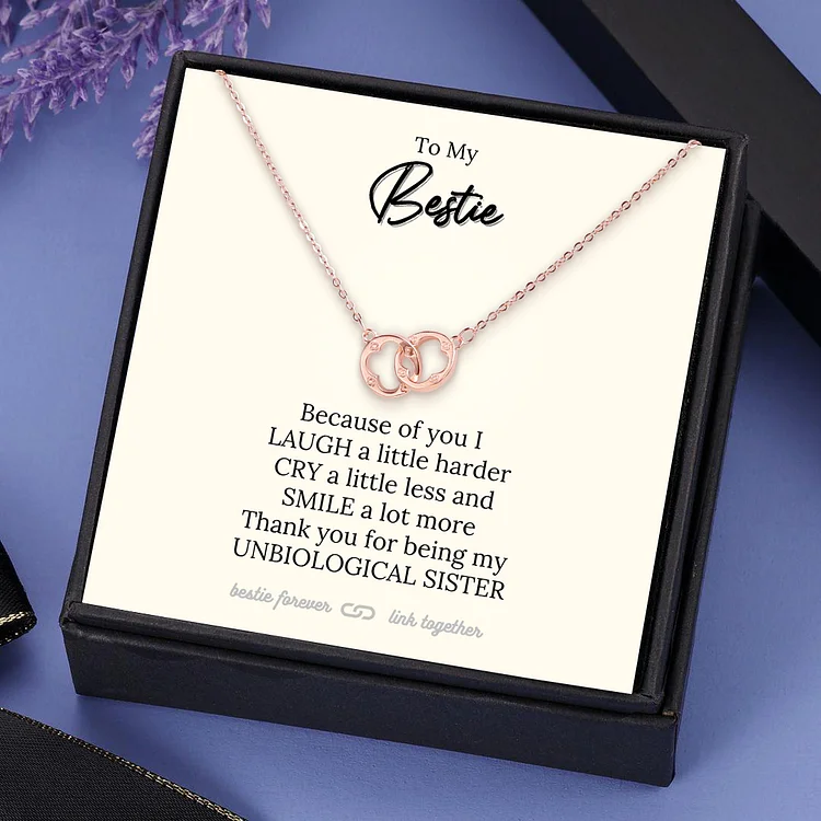 To My Bestie Interlocking Circle Necklace "Thank You for Being My Unbiological Sister"