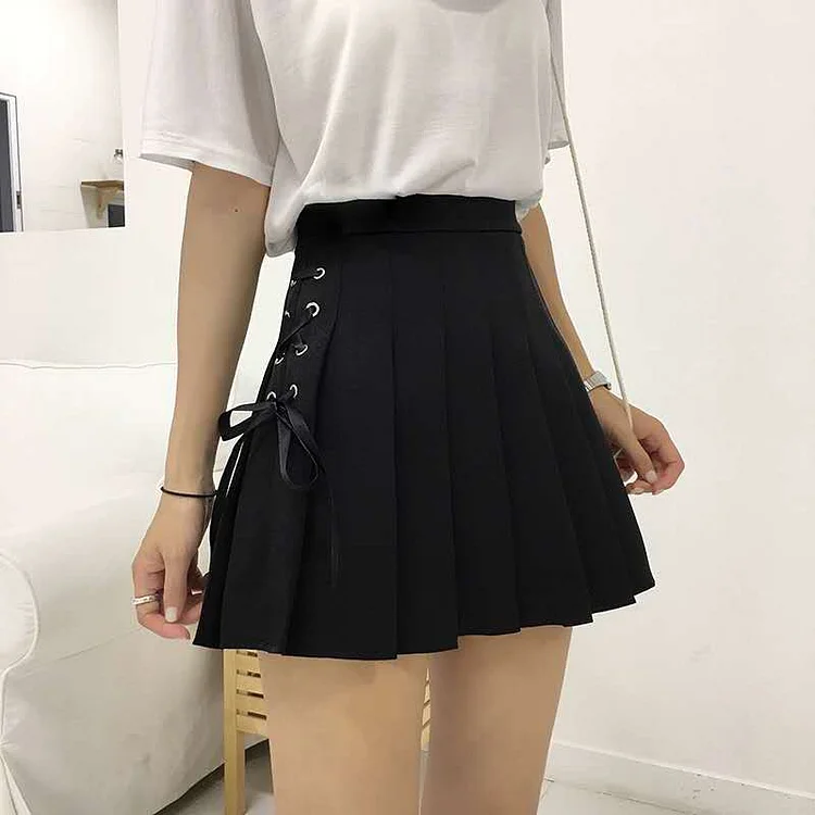 6 Colors Pastel Ribbon Pleated Skirt S12704