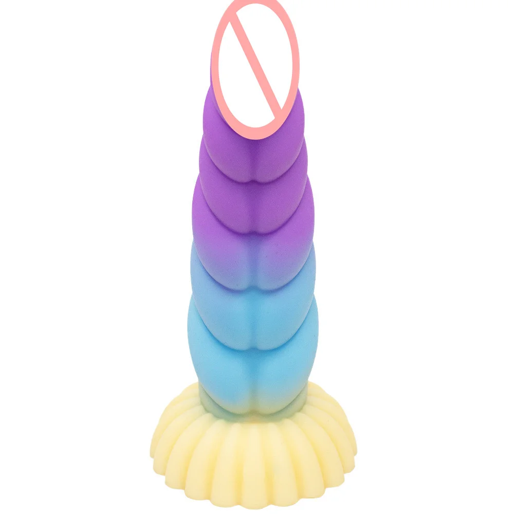 Colorful Braid Dildo Male And Female Masturbation Liquid Silicone Anal Plug - Rose Toy