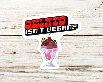 pornhint Pornhint Gelato Isn't Vegan Cute Geek Sticker, Laptop Decal, Geeky Sticker, Hydro Sticker, Kawaii Geek Stickers, Kawaii Stickers, Nerd Nerdy Stickers