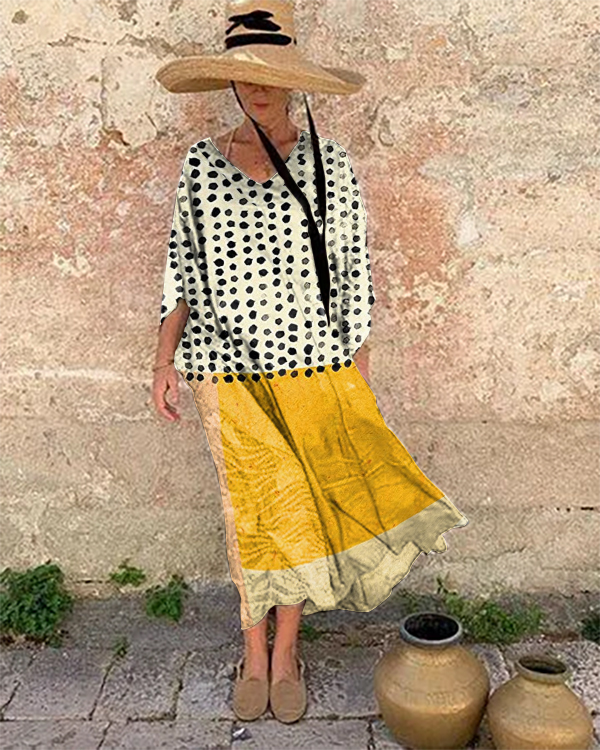 Resort Abstract Print Loose Midi Dress