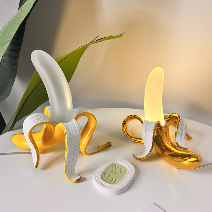 Creative Banana LED Table Lamp - Dimmable & Portable Resin Banana Shapes Night Light