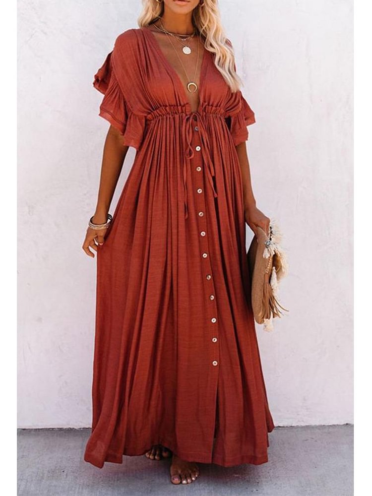 Elegant Ruffled Holiday Cover-up Dress P11398