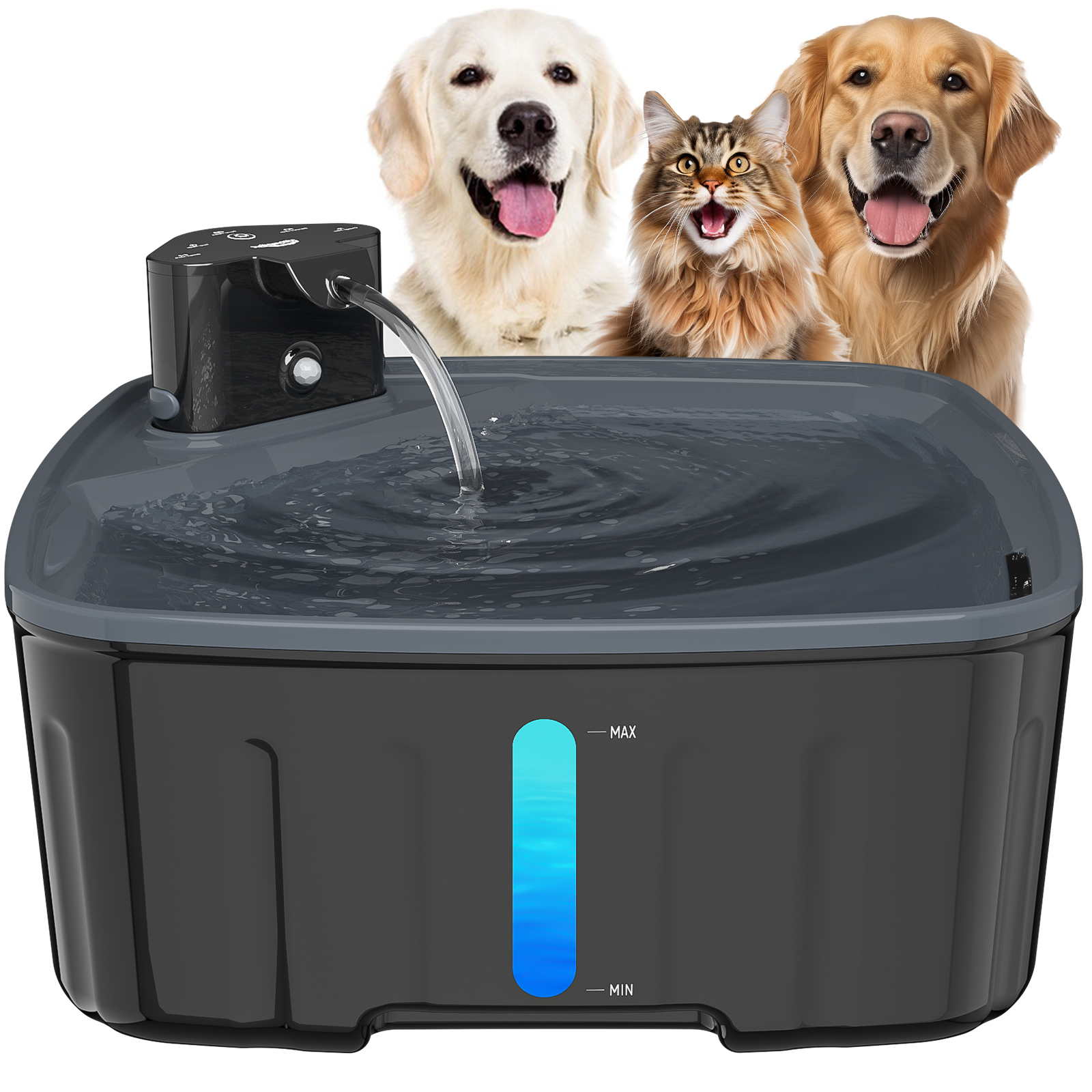 Dog Water Fountain for Large Dogs 2.1Gal 8L 230oz Pet Water Fountain with Intelligent Mode Ultra Quiet BPA Free Battery Operated Cordless LED Reminder Ideal for Multiple Dogs Cats