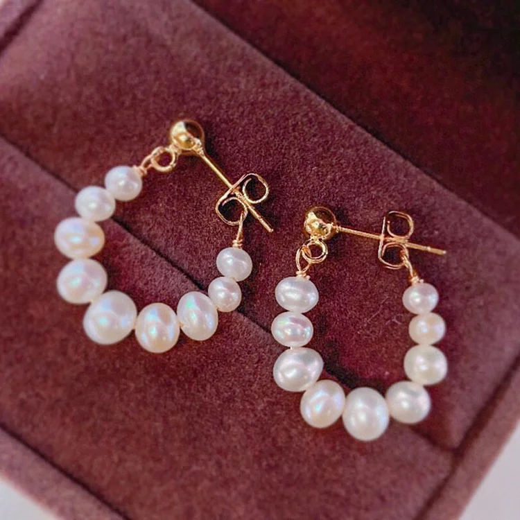 Wedding Gold Retro Irregular Pearl Earrings  Flycurvy [product_label]