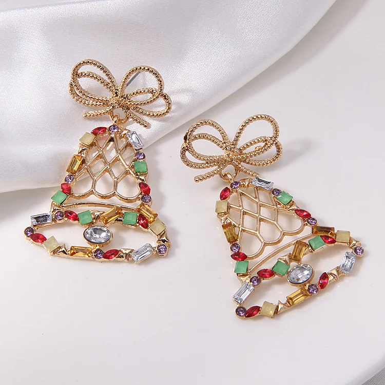 Women's Christmas Bell Trees Snowman Rhinestones Earrings
